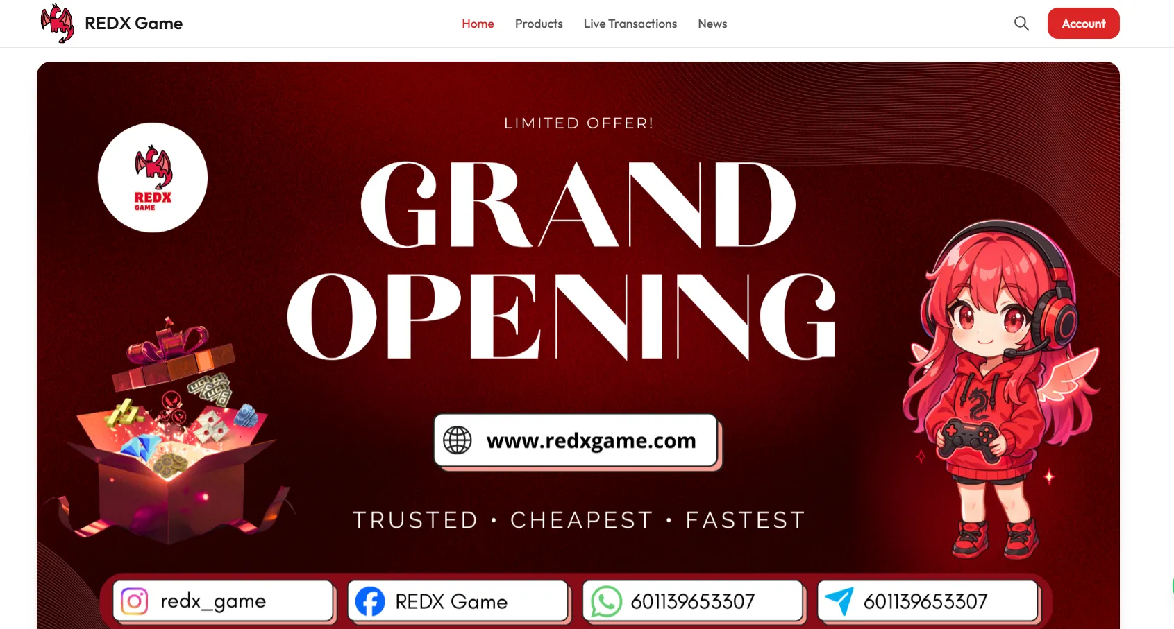 REDX Game - Web development project by REDX Web showcasing website design
